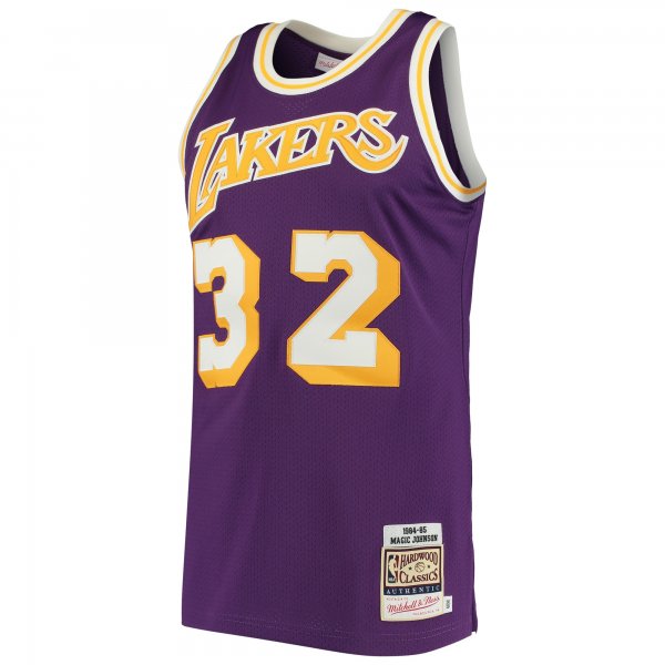 Men's Los Angeles Lakers Magic Johnson Mitchell & Ness Purple 1984/85 Hardwood Classics Jersey