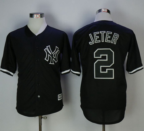 Yankees #2 Derek Jeter Black Fashion Stitched MLB Jersey