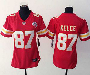 Nike Kansas City Chiefs #87 Travis Kelce Red Team Color Women's Stitched NFL Elite Jersey