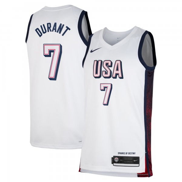 Unisex Men's USA Basketball #7 Kevin Durant Nike White 2024 Swingman Player Jersey