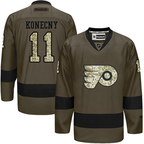 Philadelphia Flyers #11 Travis Konecny Green Salute to Service Stitched NHL Jersey