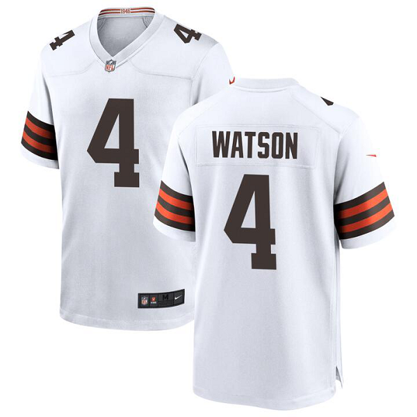 Men's Cleveland Browns #4 Deshaun Watson Game White Jersey