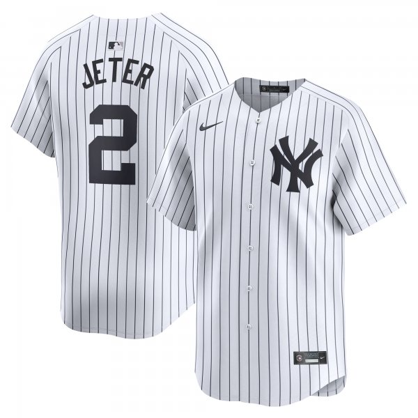 Men's New York Yankees #2 Derek Jeter Nike White Home Limited Player Jersey