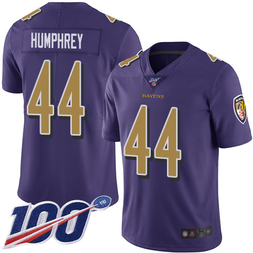 Men's Baltimore Ravens #44 Marlon Humphrey Purple Stitched NFL Limited Rush 100th Season Jersey