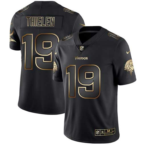 Men's Nike Minnesota Vikings #19 Adam Thielen Black Gold Vapor Untouchable Limited NFL Jersey