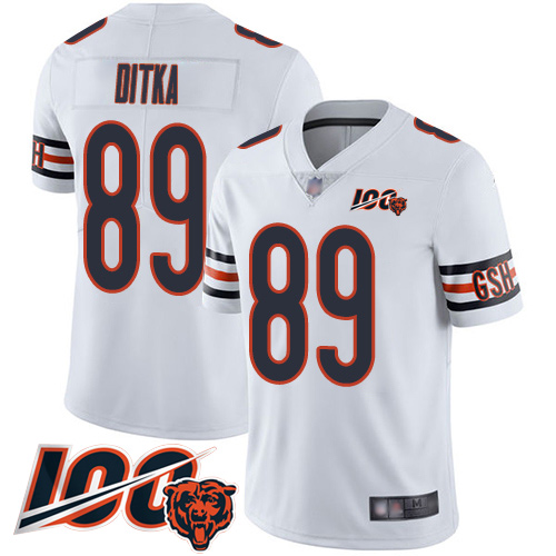 Chicago Bears #89 Mike Ditka White Men's Stitched NFL 100th Season Vapor Limited Jersey