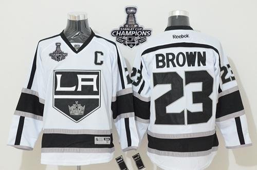 Los Angeles Kings #23 Dustin Brown White Road 2014 Stanley Cup Champions Stitched NHL Jersey