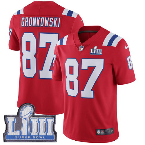 Nike New England Patriots #87 Rob Gronkowski Red Alternate Super Bowl LIII Bound Men's Stitched NFL Vapor Untouchable Limited Jersey