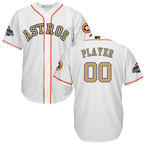 Houston Astros White 2018 Gold Program Men's Customized Cool Base MLB Jersey