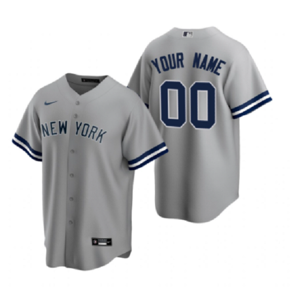 Men's New York Yankees #00 Custom Nike Gray Stitched Cool Base Road MLB Jersey