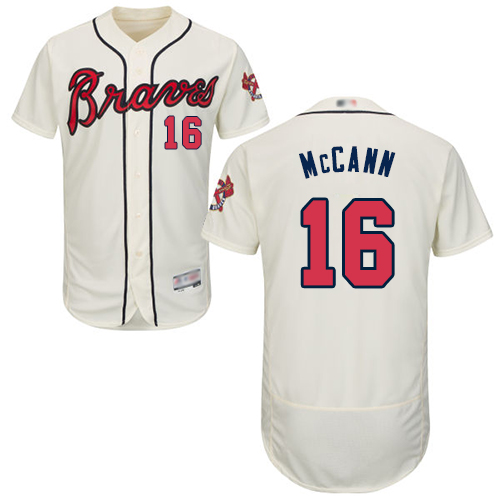 Atlanta Braves #16 Brian McCann Cream Flexbase Collection Stitched MLB Jersey