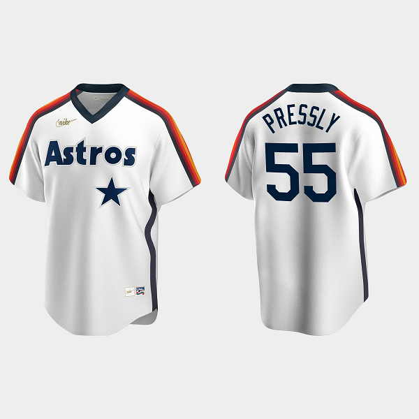 Men's Houston Astros #55 Ryan Pressly Cooperstown Collection Home White MLB Jersey