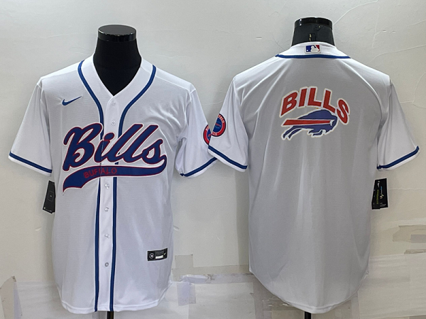 Men's Buffalo Bills Blank White Stitched Baseball Cool Base Jersey