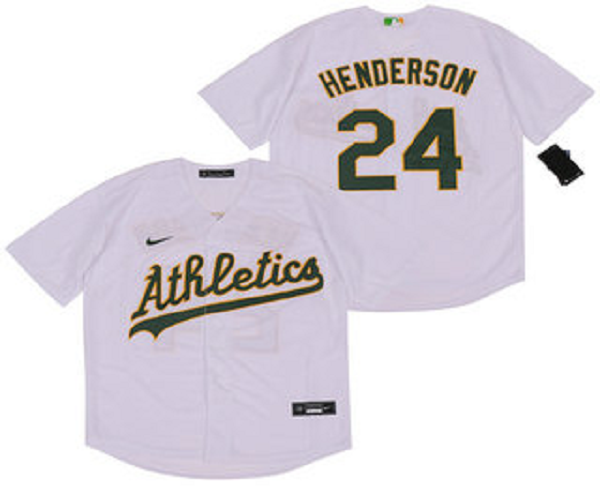 Men's Oakland Athletics #24 Rickey Henderson White Stitched MLB Cool Base Nike Jersey