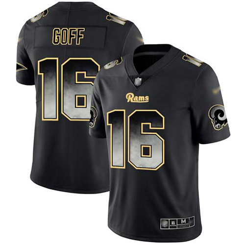 Los Angeles Rams #16 Jared Goff Black Men's Stitched NFL Vapor Untouchable Limited Smoke Fashion Jersey