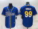 Men's Los Angeles Rams #99 Aaron Donald Blue Stitched Baseball Cool Base Jersey