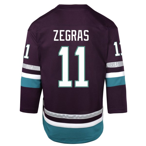 Youth Anaheim Ducks Trevor Zegras Purple 30th Anniversary Replica Player Jersey