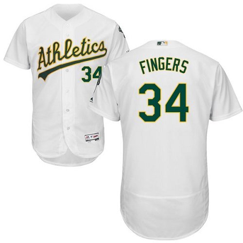 Oakland Athletics #34 Rollie Fingers White Flexbase Collection Stitched MLB Jersey