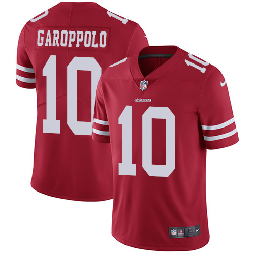 Nike San Francisco 49ers #10 Jimmy Garoppolo Youth Red Team Color Vapor Untouchable Limited Player NFL Jersey