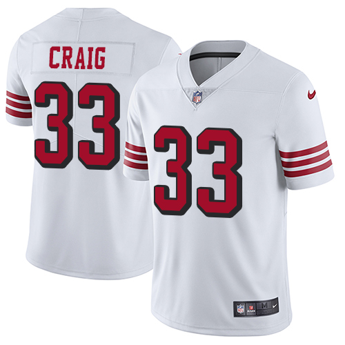 Men's Nike San Francisco 49ers #33 Roger Craig Limited White NFL Rush Vapor Untouchable Jersey