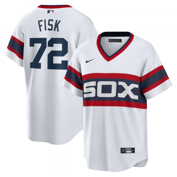 Men's Chicago White Sox Carlton Fisk Nike White Home Cooperstown Collection Team Player Jersey