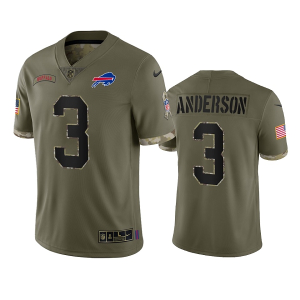 Buffalo Bills Derek Anderson Olive 2022 Salute To Service Limited Jersey #3