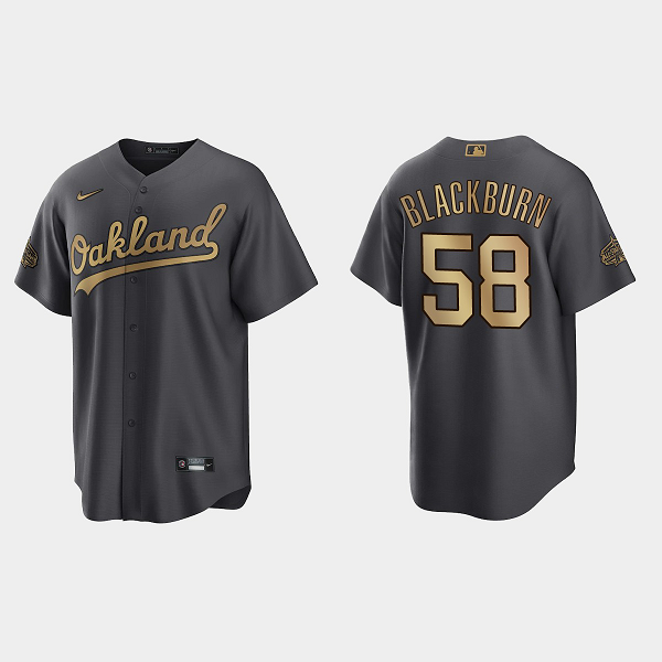 Men's Oakland Athletics #58 Paul Blackburn 2022 MLB All-Star Game Cool Base Jersey - Charcoal