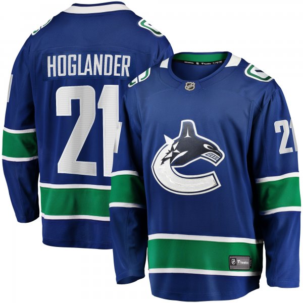 Men's Vancouver Canucks Nils Hoglander Fanatics Blue Home Premier Breakaway Player Jersey