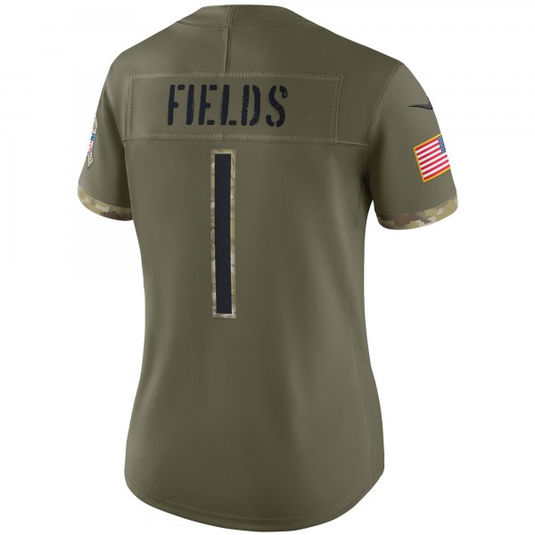 Women's Chicago Bears Justin Fields Nike Olive 2022 Salute To Service Limited Jersey