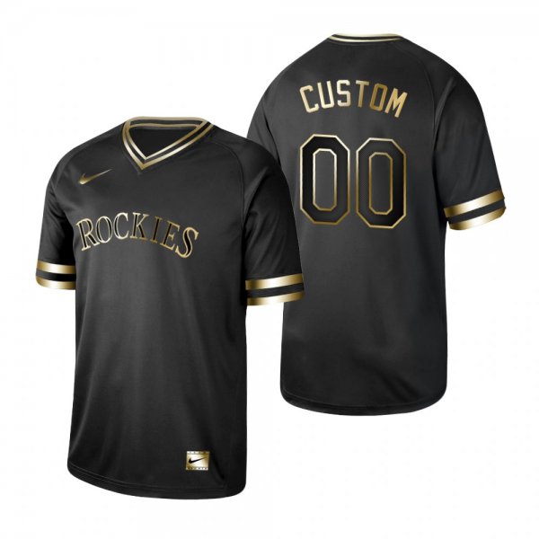 Colorado Rockies Custom Men's Nike Black Golden Jersey