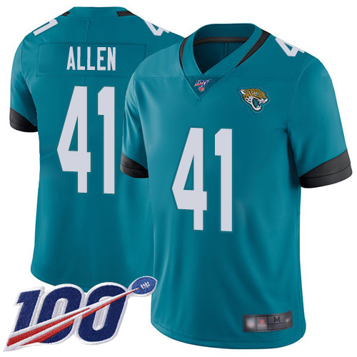 Men's Jacksonville Jaguars #41 Josh Allen Teal Green Alternate Stitched NFL 100th Season Vapor Limited Jersey