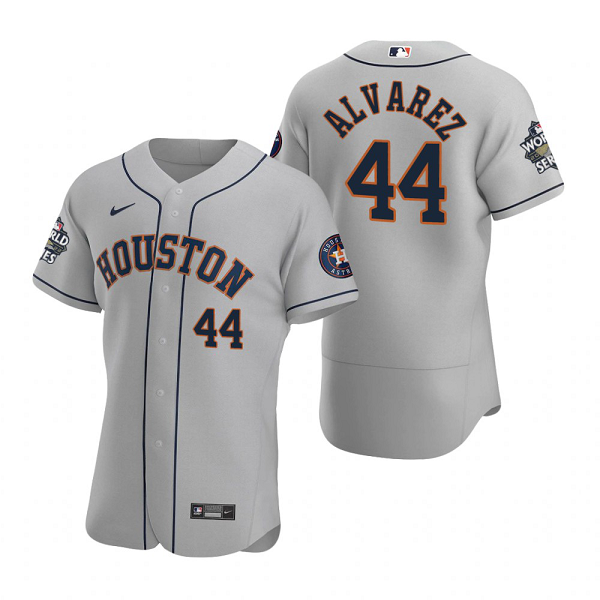 Men's Houston Astros Yordan Alvarez Gray 2022 World Series Flex Base Jersey