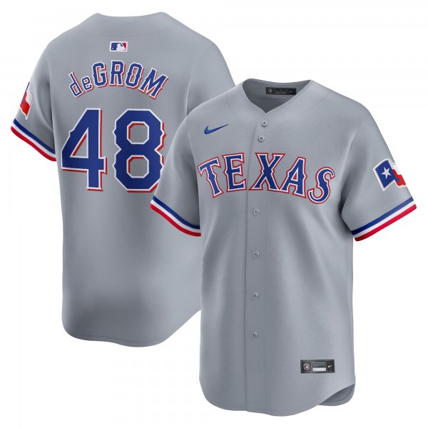 Men's Texas Rangers #48 Jacob deGrom Nike Gray Away Limited Player Jersey