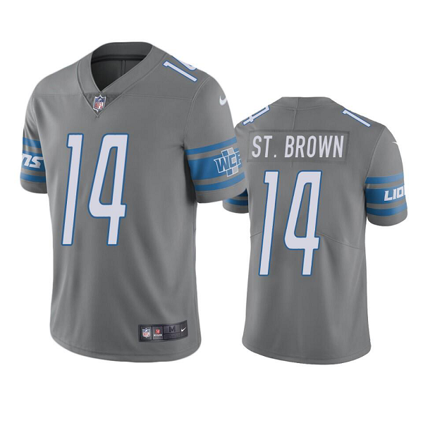 Youth Detroit Lions #14 Amon-Ra St. Brown Color Rush Steel Limited NFL Jersey