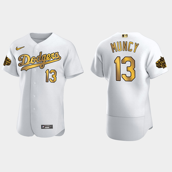 Men's Los Angeles Dodgers #13 Max Muncy 2022 MLB All-Star Game Flex Base Jersey - White Gold