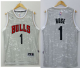 Men's Chicago Bulls #1 Derrick Rose Grey City Light Stitched NBA Jersey