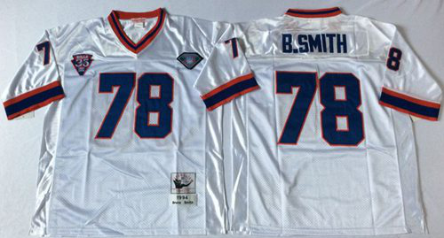 Mitchell And Ness Buffalo Bills #78 Bruce Smith White Throwback Stitched NFL Jersey