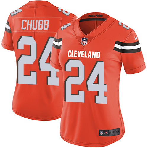 Women's Nike Cleveland Browns #24 Nick Chubb Orange AlternateStitched NFL Vapor Untouchable Limited Jersey