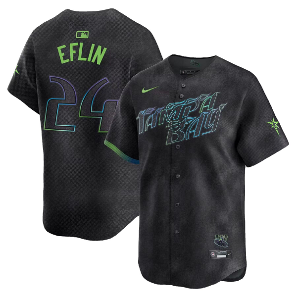 Men's Tampa Bay Rays #24 Zach Eflin Nike Charcoal 2024 City Connect Limited MLB Jersey