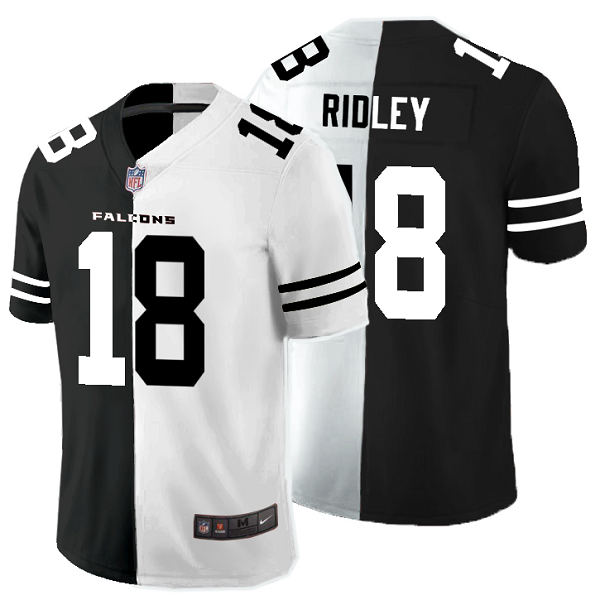 Men's Nike NFL Atlanta Falcons #18 Calvin Ridley Black White Peaceful Coexisting Split 2020 Vapor Untouchable Stitched Limited Jersey