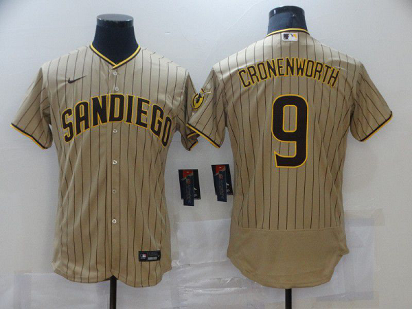 Men San Diego Padres #9 Cronenworth brown stripe Elite 2021 Nike MLB Jersey