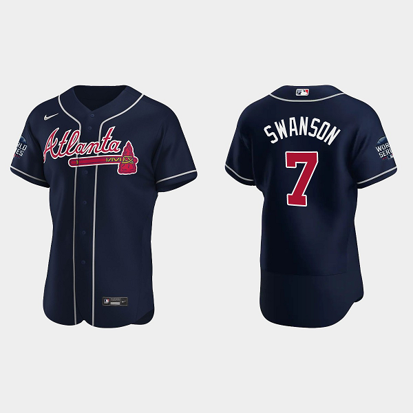 Dansby Swanson Atlanta Braves 2021 World Series MLB Flexbase Jersey - Navy