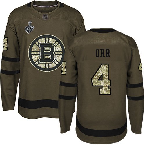 Boston Bruins #4 Bobby Orr Green Salute to Service Stanley Cup Final Bound Stitched NHL Jersey