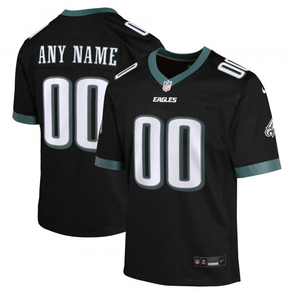 Youth Philadelphia Eagles Nike Black Alternate Custom Game Jersey