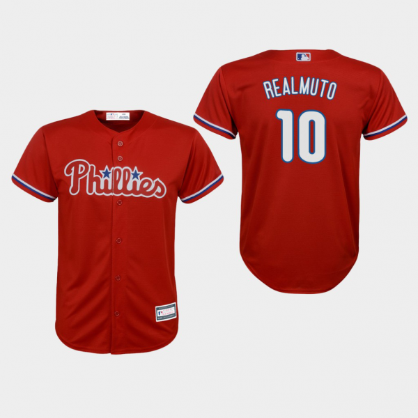 Youth Philadelphia Phillies #10 J.T. Realmuto Red Replica Alternate Cool Base MLB Jersey