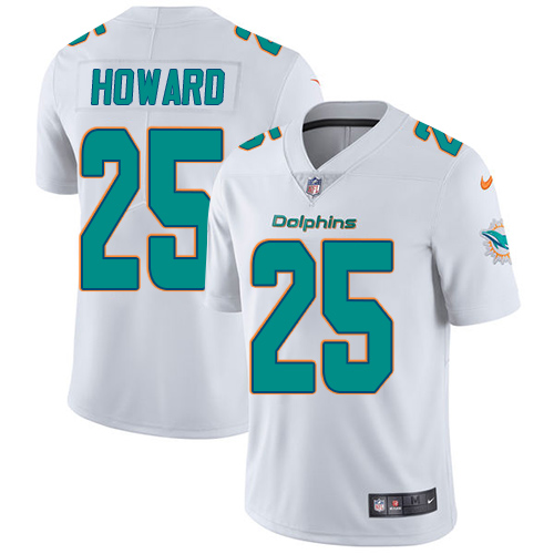 Men's Nike Miami Dolphins #25 Xavien Howard White Stitched NFL Vapor Untouchable Limited Jersey