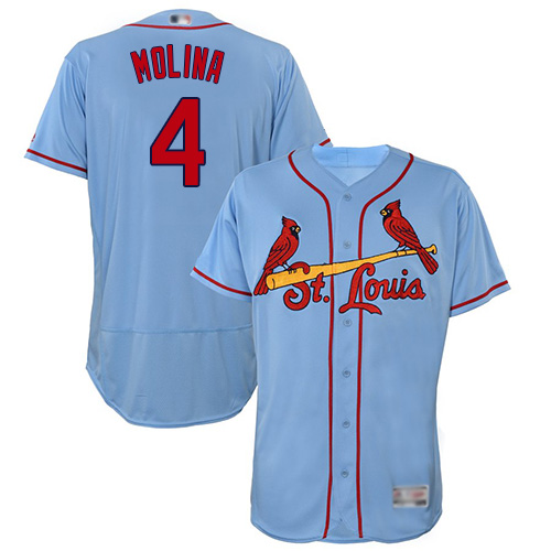 St. Louis Cardinals #4 Yadier Molina Light Blue Flexbase Collection Stitched MLB Jersey