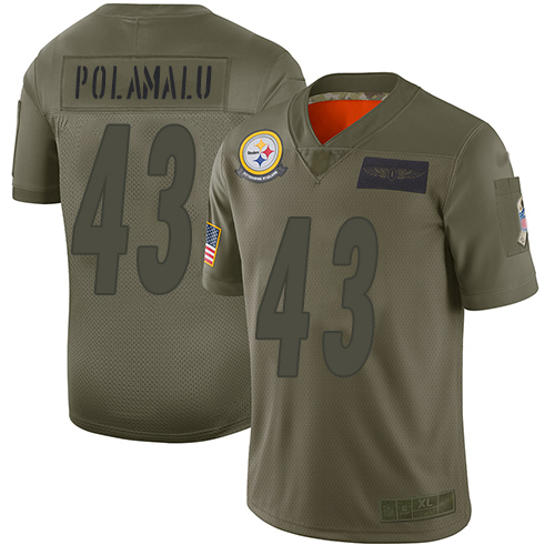 Men's Pittsburgh Steelers #43 Troy Polamalu Camo Stitched NFL Limited 2019 Salute To Service Jersey