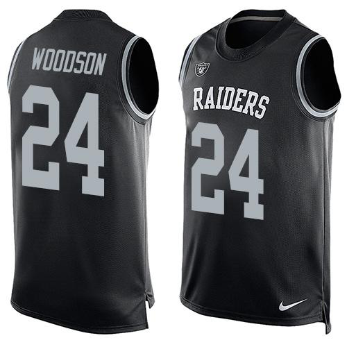 Nike Las Vegas Raiders #24 Charles Woodson Black Team Color Men's Stitched NFL Limited Tank Top Jersey