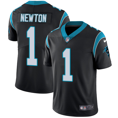 Nike Carolina Panthers #1 Cam Newton Black Team Color Men's Stitched NFL Vapor Untouchable Limited Jersey